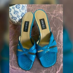 Blue Faux Snake Skin 2’ Heels